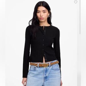 MADEWELL Flared-Sleeve Cardigan Black Button-Up Women's Sweater SZ S small NWOT